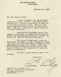 Letter to SAME from President Coolidge