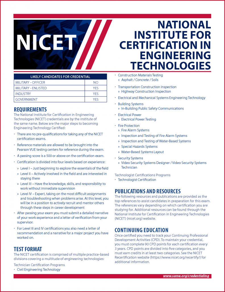 National Institute for Certification In Engineering Technologies 